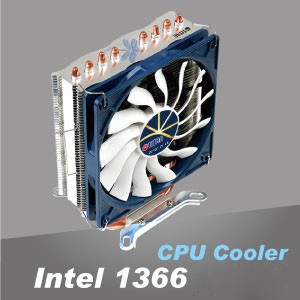 Intel LGA 1366 CPU散熱器 - 以放射狀鋁散熱片設計、搭配純銅底座，創造求優異CPU散熱效能。